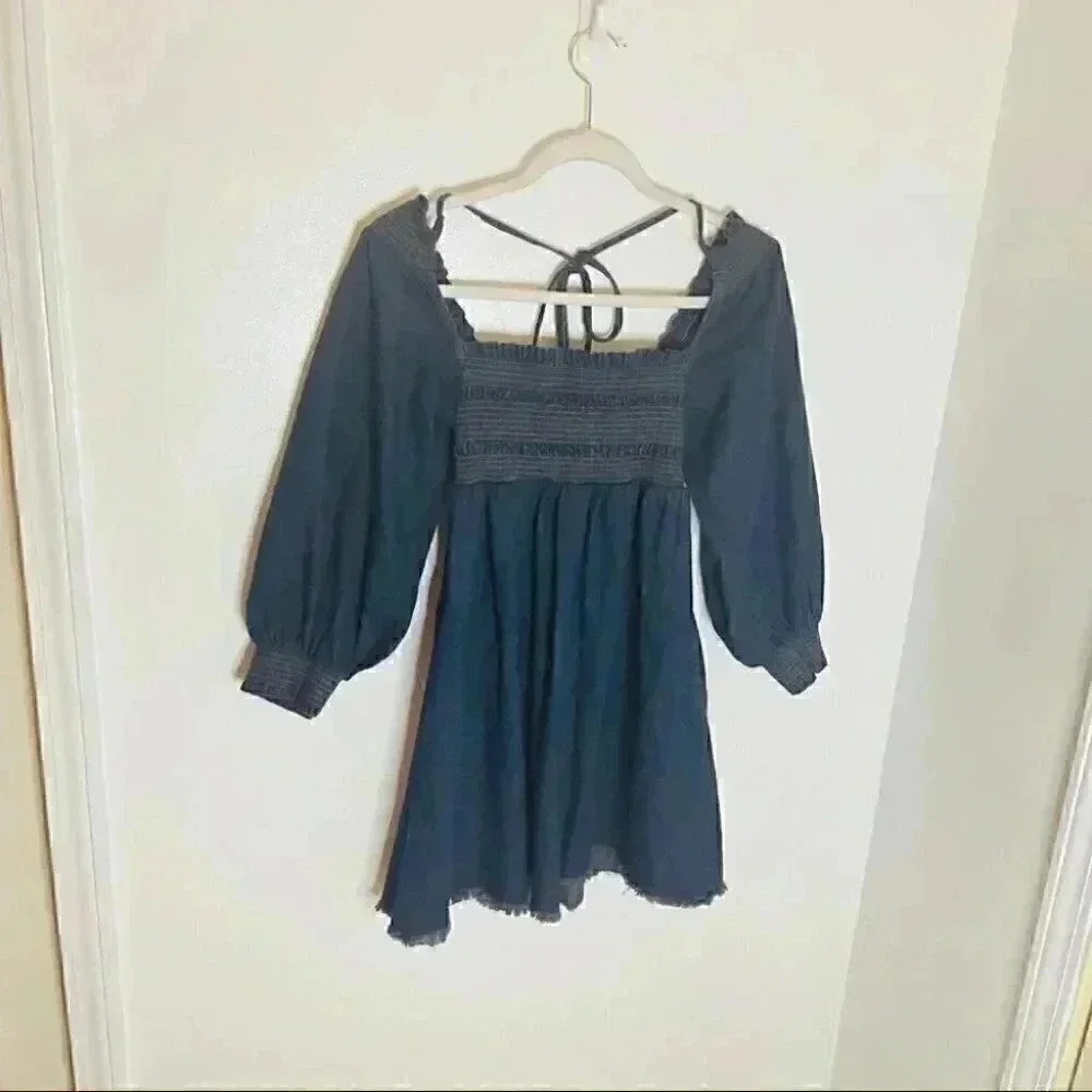 NEW Free People This Is Everything Mini Denim Dress